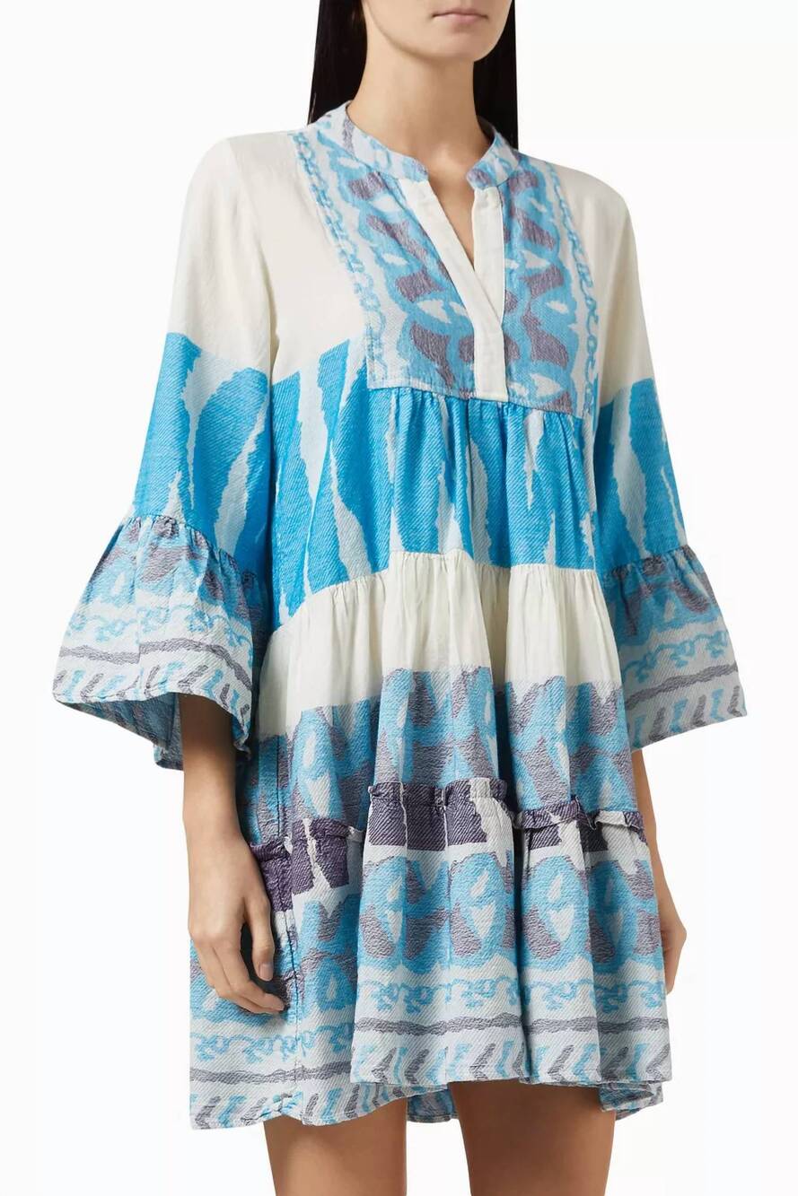 NEW PEARL AND CAVIAR zakar printed mini dress in blue